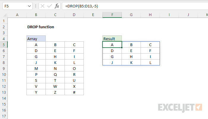 Excel DROP function Exceljet